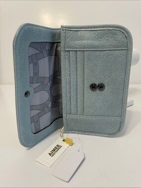 Aimee Kestenberg Pebbled Leather Light Blue/Green, Seafoam Wallet